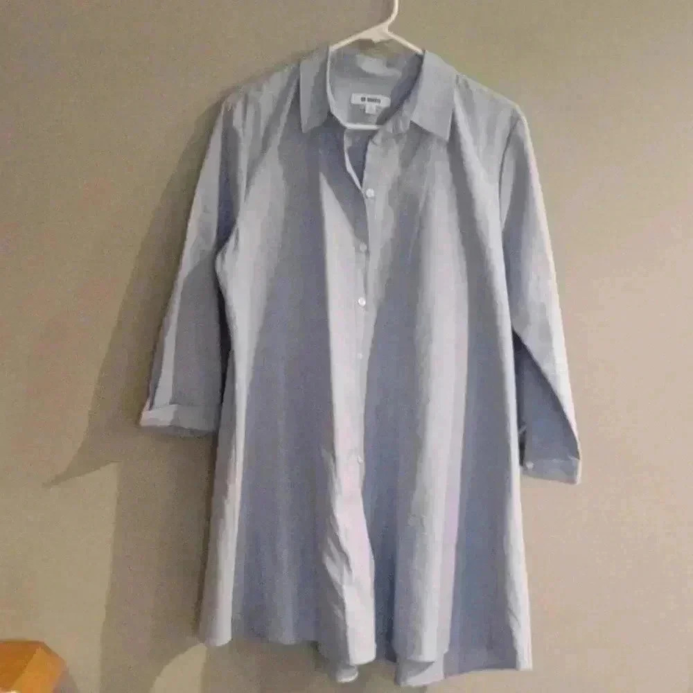 BB Dakota light‎ blue boyfriend 3/4 sleeve button down dress women's large